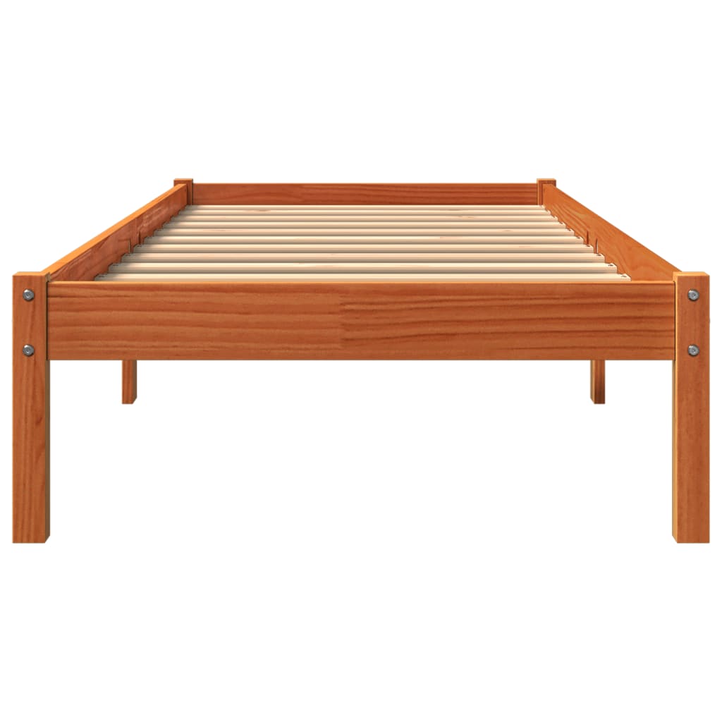 Bed Frame without Mattress Wax Brown 90x190 cm Single Solid Wood Pine